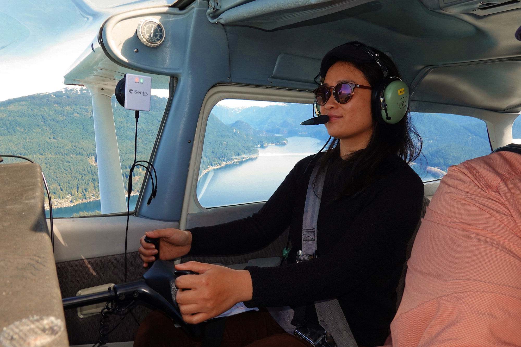 Co-Pilot Janelle at the controls of GGCN
