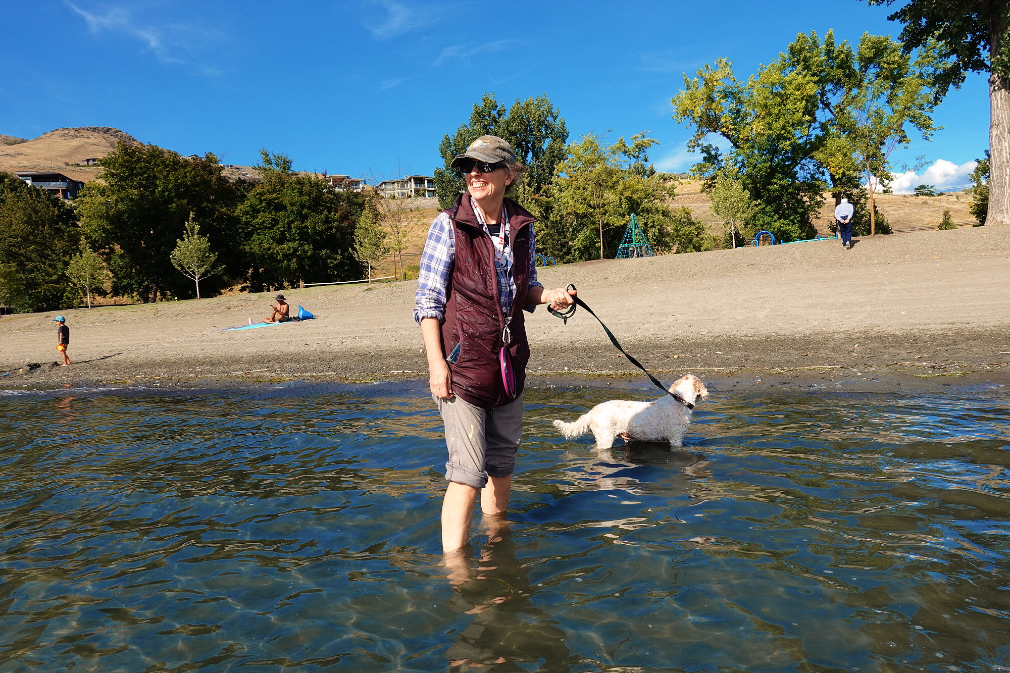 Janine and Zeus - just before we decided to <i>fully</i> get in with our clothes on!